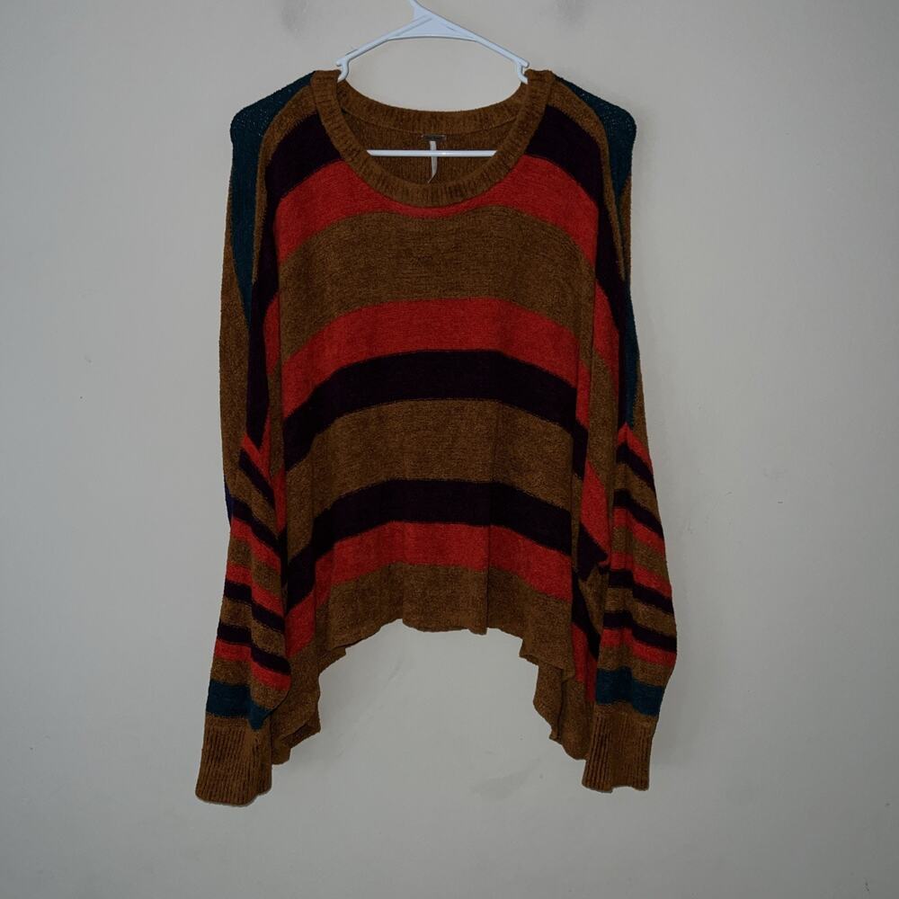 Free People Sweater Women S Multicolor Striped All About You Oversized Cozycore